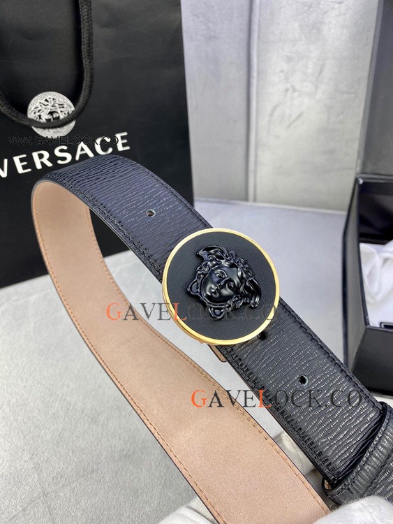 Versace Men Belt Gold&Black Buckle 40mm